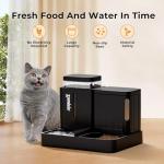 ZOMISIA Gravity Cat Feeder and Water Dispenser, 2 in 1 Cat Self Feeder with 180 Degree Rotatable, 2 Pack Automatic Feeding Large Capacity for Small Medium Dog Puppy Kitten, Black, 0.8 Gallon x 2