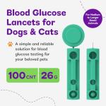 EverPaw Pet Lancets for Diabetes Testing, Glucose Monitoring for Dog & Cat, Extended Needle Glucose Monitor Lancets, Thick 26-Gauge for Medium to Larger Breed Animals, 100 Count