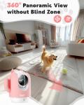 MaxiViz Pet Camera, 2K Indoor Security Camera, 360° Dog Cameras with Phone App, Video Monitor One-Touch Call, AI Motion Detection & Tracking, IR Night Vision, Cloud/SD Card Storage, 2.4GHz Wi-Fi, Pink