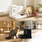 ZOMISIA Gravity Cat Feeder and Water Dispenser, 2 in 1 Cat Self Feeder with 180 Degree Rotatable, 2 Pack Automatic Feeding Large Capacity for Small Medium Dog Puppy Kitten, Black, 0.8 Gallon x 2