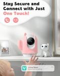 MaxiViz Pet Camera, 2K Indoor Security Camera, 360° Dog Cameras with Phone App, Video Monitor One-Touch Call, AI Motion Detection & Tracking, IR Night Vision, Cloud/SD Card Storage, 2.4GHz Wi-Fi, Pink