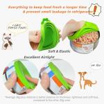 MoPawKT- Silicone Cat Dog Food Can Covers Lids, 3 Inner Diameters 2.6”/3”/3.4” Fit 3-15 oz Standard Cat Dog Food Cans/Tins, Multi-Size Canned Covers, BPA Free, Reusable(box set of 2 lids+1 spoon)