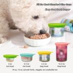 MoPawKT- Silicone Cat Dog Food Can Covers Lids, 3 Inner Diameters 2.6”/3”/3.4” Fit 3-15 oz Standard Cat Dog Food Cans/Tins, Multi-Size Canned Covers, BPA Free, Reusable(box set of 2 lids+1 spoon)