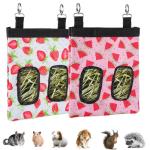 DZWLKJ Guinea Pig Hay Feeder, 2 Pack, 10 x 8 x 0.4 Inches, Stainless Steel, Rabbit Hay Bag, 600D Oxford for Small Pets,Chinchilla,Hamsters
