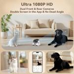 AEZ Robot Camera on Wheels 1080P Dual Lens,Security Indoor Camera with 2-Way Talk,Blinky Bot with Night Vision, Distance Bot 5200mAh Battery & App Control for Cats/Dogs/Baby/Elderly (SD/Cloud Storage)