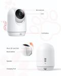 MaxiViz Pet Camera, 2K Indoor Security Camera, 360° Dog Cameras with Phone App, Video Monitor One-Touch Call, AI Motion Detection & Tracking, IR Night Vision, Cloud/SD Card Storage, 2.4GHz Wi-Fi, Pink