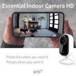 Arlo Essential Security Camera HD | Indoor Only | 2nd Gen | Pet Camera & Baby Monitor | Wired, Automated Privacy Shield, 2-Way Audio, Night Vision, Live Stream, Motion Alerts,Notifications|White 1 Cam