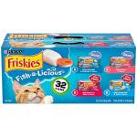 Purina Friskies Wet Cat Food Variety Pack Fish-A-Licious Extra Gravy, Prime Filets and Tasty Treasures - (Pack of 32) 5.5 oz. Cans