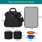 Dog Travel Bag by Modoker - Dog Travel Kit for a Weekend Away Set Includes Pet Travel Bag Organizer for Accessories, 2 Collapsible Bowls, 2 Travel Food Container (Black)
