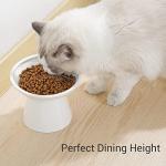 CEEFU Extra Wide Elevated Ceramic Cat Bowl - 6.2" Shallow Dish for Whisker Fatigue Relief, 5" Height for Easy Feeding, Lead & Cadmium Free, Durable Raised Cat Food Bowls, White