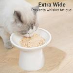 CEEFU Extra Wide Elevated Ceramic Cat Bowl - 6.2" Shallow Dish for Whisker Fatigue Relief, 5" Height for Easy Feeding, Lead & Cadmium Free, Durable Raised Cat Food Bowls, White