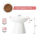 CEEFU Extra Wide Elevated Ceramic Cat Bowl - 6.2" Shallow Dish for Whisker Fatigue Relief, 5" Height for Easy Feeding, Lead & Cadmium Free, Durable Raised Cat Food Bowls, White