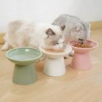 CEEFU Extra Wide Elevated Ceramic Cat Bowl - 6.2" Shallow Dish for Whisker Fatigue Relief, 5" Height for Easy Feeding, Lead & Cadmium Free, Durable Raised Cat Food Bowls, White