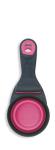 Dexas Popware for Pets Collapsible Klip Scoop, 3 in 1 Design Convenient Measuring Cup, Food Scooper and Bag Clip, ½ Capacity Pet Food Scoop, Versatile Food Measuring Cups Portion Control Gray/Pink