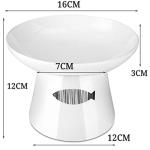 Yangbaga Cat Raised Food/Water Bowl for Elder Big Cats, Non-Skid 4.8x6.4in Premium Ceramic Cat Bowls with Stand, Sturdy and Anti-Fall… (White)