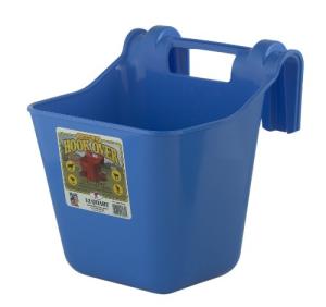 Little Giant® Plastic Hook Over Feeder | Mountable Livestock & Pet Feed Bucket | Horse Feed Bucket | Made in USA | 12 Quarts | Berry Blue