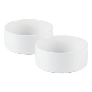 Havniva Ceramic 5.1inch Set of 2 Dog and Cat Bowls, Food and Water Feeder for Small Breed Dogs, Kitty, Cats, 2pcs Dog & Cat Dishes(2 Bowls, White)