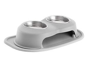 WeatherTech Double High Pet Feeding System - Elevated Dog/Cat Bowls - 4 inch High Light Grey (DHC1604LGLG)