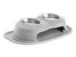WeatherTech Double High Pet Feeding System - Elevated Dog/Cat Bowls - 4 inch High Light Grey (DHC1604LGLG)