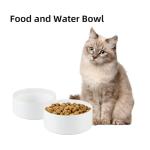 Havniva Ceramic 5.1inch Set of 2 Dog and Cat Bowls, Food and Water Feeder for Small Breed Dogs, Kitty, Cats, 2pcs Dog & Cat Dishes(2 Bowls, White)