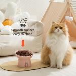 OMAYKEY 6.5 Inch Extra Wide Ceramic Raised Cat Bowls, Porcelain Tilted Elevated Cat Food Water Bowl Dish, Stress Free Pet Feeder Dishes for Cats & Small Dogs, Whisker Fatigue, White & Pink