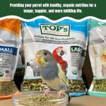 TOP's Parrot Food Bird Pellets for Small Hookbills - Non-GMO, Peanut Soy & Corn Free, USDA Organic Certified (1lb)