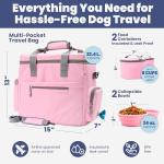 The Original Doggy Bag™ - Complete Dog Travel Bag for Supplies with 2 BPA-Free Travel Bowls & 2 Pet Food Containers - A Dog Mom Gift for Day Trips, Camping, Road Trips & Weekends Away - Lt. Pink