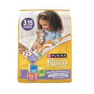 Purina Cat Chow Kitten Food Healthy Development with Real Chicken - Dry Kitten Food, 12.6 Pound (Pack of 4) 3.15 lb. Bags
