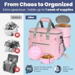 The Original Doggy Bag™ - Complete Dog Travel Bag for Supplies with 2 BPA-Free Travel Bowls & 2 Pet Food Containers - A Dog Mom Gift for Day Trips, Camping, Road Trips & Weekends Away - Lt. Pink