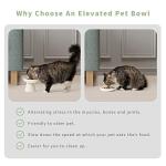 CEEFU 2 Elevated Ceramic Cat Bowls Extra Wide for Food & Water – Whisker Fatigue Shallow Food Dish, Lead & Cadmium-Free, Raised Height for Cats and Dogs, Two Different Depth Bowls, White