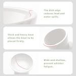 CEEFU 2 Elevated Ceramic Cat Bowls Extra Wide for Food & Water – Whisker Fatigue Shallow Food Dish, Lead & Cadmium-Free, Raised Height for Cats and Dogs, Two Different Depth Bowls, White