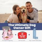 The Original Doggy Bag™ - Complete Dog Travel Bag for Supplies with 2 BPA-Free Travel Bowls & 2 Pet Food Containers - A Dog Mom Gift for Day Trips, Camping, Road Trips & Weekends Away - Lt. Pink