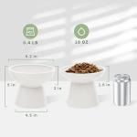 CEEFU 2 Elevated Ceramic Cat Bowls Extra Wide for Food & Water – Whisker Fatigue Shallow Food Dish, Lead & Cadmium-Free, Raised Height for Cats and Dogs, Two Different Depth Bowls, White