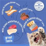 Purina Friskies Gravy Wet Cat Food Variety Pack, Savory Shreds With Beef, Turkey and Cheese Dinner, Chicken and Salmon Dinner, With Ocean Whitefish and Tuna - (Pack of 32) 5.5 oz. Cans