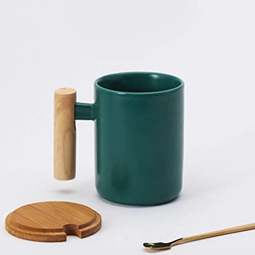 Bamboo Handle Coffee Mug Set with Lid & Spoon
