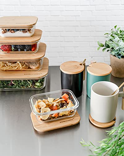 Bamboo Handle Coffee Mug Set with Lid & Spoon
