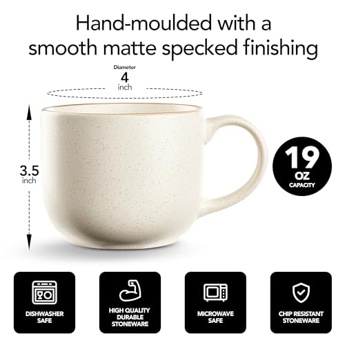 Hand Crafted Stoneware Riverside Mugs Set, Oxford White