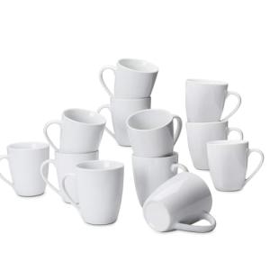 Amazon Basics 12-Cup White Coffee Mug Set