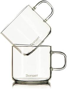 Set of 2 Crystal Clear 6oz Glass Mugs