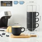 Stackable Black Ceramic Coffee Mug Set of 4