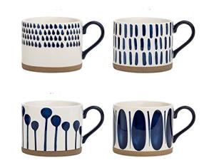 Colorful 15 oz Hand-Painted Porcelain Mug Set