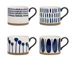 Colorful 15 oz Hand-Painted Porcelain Mug Set