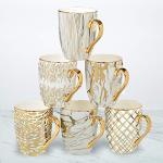 Elegant Gold-Plated Porcelain Coffee and Tea Mugs