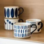 Colorful 15 oz Hand-Painted Porcelain Mug Set