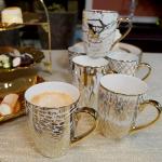 Elegant Gold-Plated Porcelain Coffee and Tea Mugs
