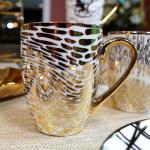 Elegant Gold-Plated Porcelain Coffee and Tea Mugs