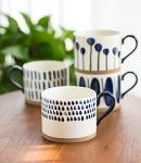 Colorful 15 oz Hand-Painted Porcelain Mug Set