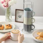 Set of 4 Stackable Porcelain Coffee Mugs