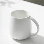 Large White Ceramic Belly Mug for Coffee