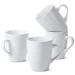Set of 4 White Bone China Coffee Mugs